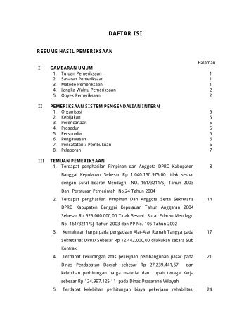 DAFTAR ISI - Badan Pemeriksa Keuangan