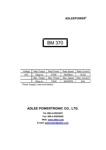 BM 370 - Adlee Powertronic Co., LTD