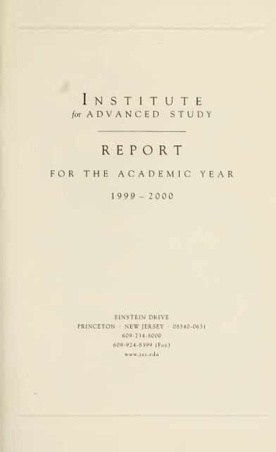 Report for the academic year - Libraries - Institute for Advanced Study