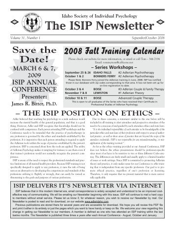 The ISIP Newsletter - Idaho Society of Individual Psychology