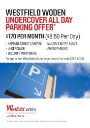 westfield woden undercover all day parking offer* $170 per month