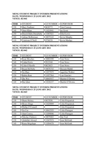 MEng Interim Presentations January 2012 - ECE Student Information