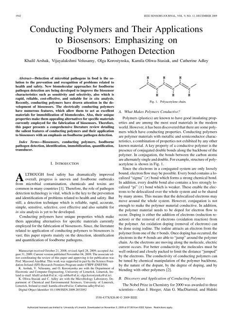 Conducting Polymers and Their Applications to Biosensors ...