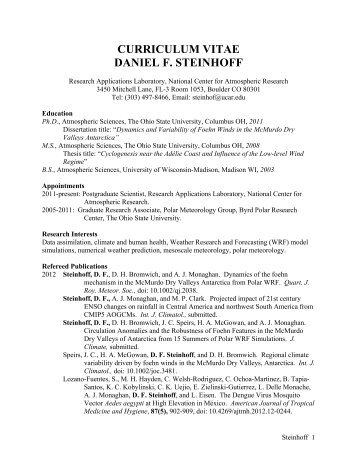 CURRICULUM VITAE DANIEL F. STEINHOFF - RAL