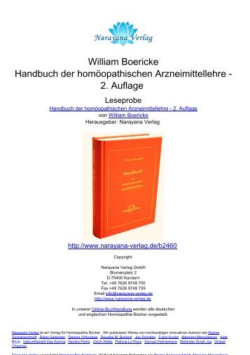 William Boericke Handbuch der homöopathischen Arzneimittellehre ...