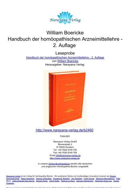 William Boericke Handbuch Der Homoopathischen Arzneimittellehre