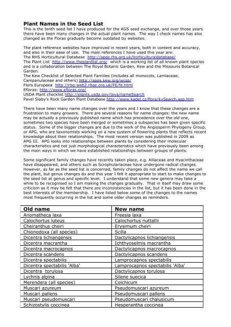 AGS Seed List No 60 2011 - Alpine Garden Society