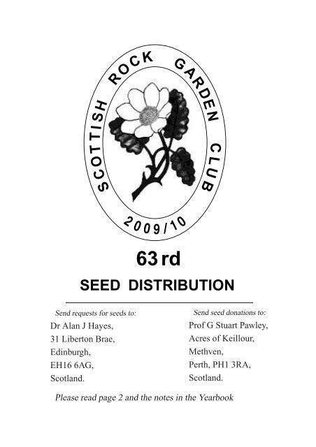 DISTRIBUTION SEED - the Scottish Rock Garden Club