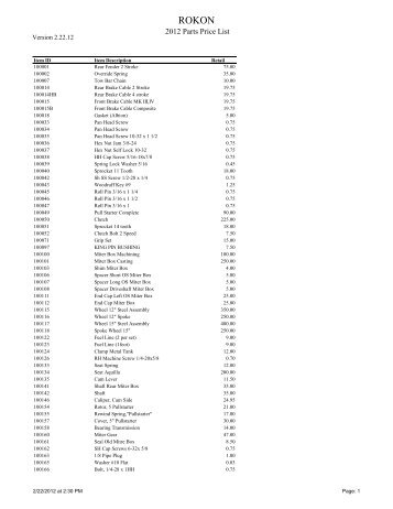2012 Parts Price List - Rokon