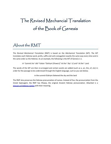 Pdf File - The Mechanical Translation Of The Hebrew Bible