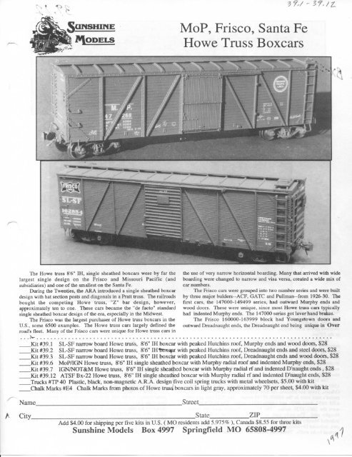 Bx-22 8'6" IH Howe truss boxcars - Sunshine Models HO scale resin ...