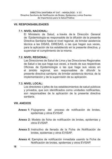 D.S Nº047 MINSA/DGE V.01- Notificación de Brotes, Epidemias.