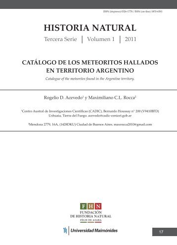 Catalogue of Meteorites from Argentina - Fundación de Historia ...
