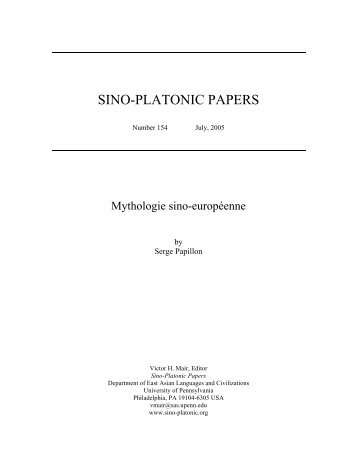 Mythologie sino-européenne - Sino-Platonic Papers