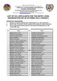 list of jo1 applicants for the entry-level examination on 26 ... - BJMP