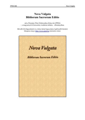 Nova Vulgata - Pázmány Péter Elektronikus Könyvtár