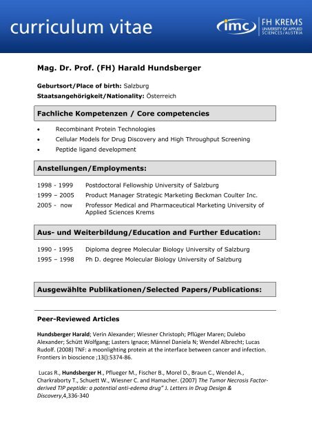 Curriculum Vitae Vorlage