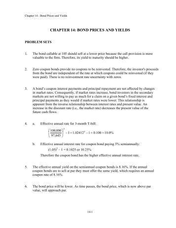 CHAPTER 14: BOND PRICES AND YIELDS... to maturity