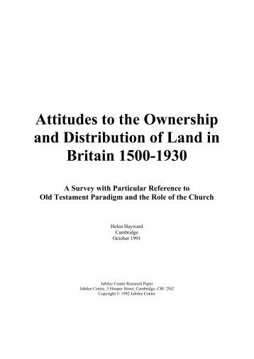 Attitudes to the Ownership and Distribution of Land ... - Jubilee Centre