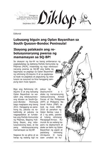 Lubusang biguin ang Oplan Bayanihan sa South Quezon-Bondoc ...