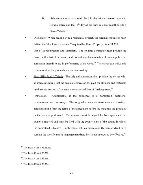 Texas Mechanics Lien Deadline Chart