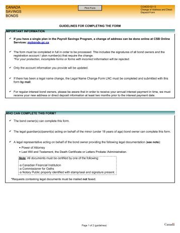 Change of Address and Direct Deposit Form and Guidelines (COADD)