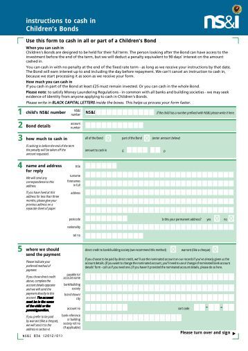 download the childrens bond cashing in form national savings