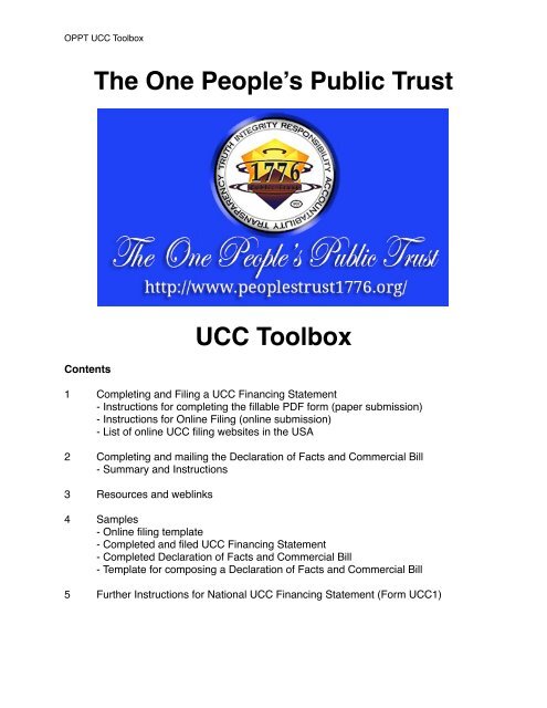 The One People's Public Trust UCC Toolbox