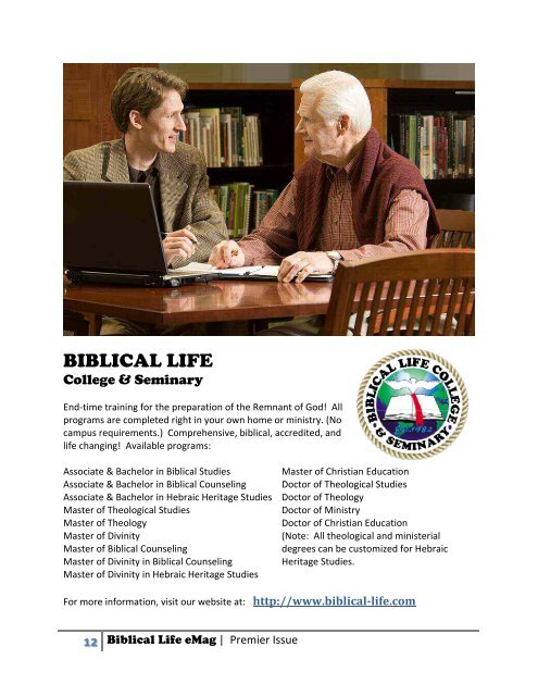 Biblical Life eMag - Biblical Life College & Seminary