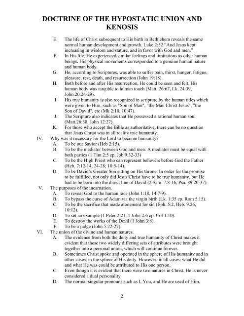 doctrine of the hypostatic union and kenosis - Faith Bible Church