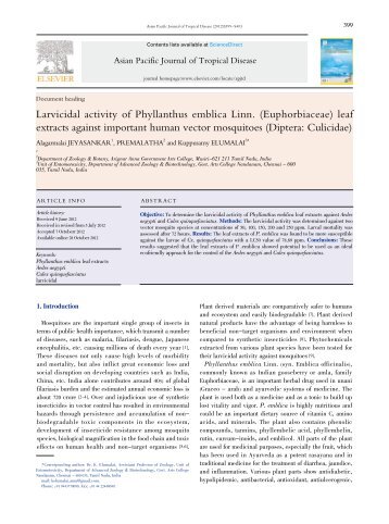 Larvicidal activity of Phyllanthus emblica Linn ... - Apjtcm.com