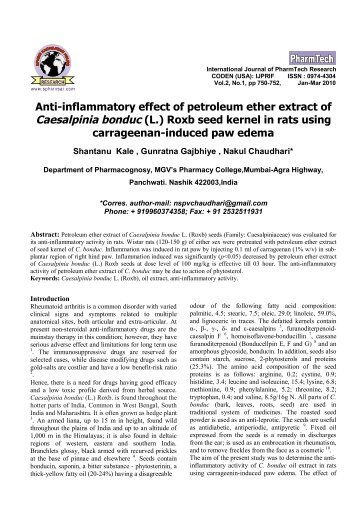 Anti-inflammatory effect of petroleum ether extract of - Research ...