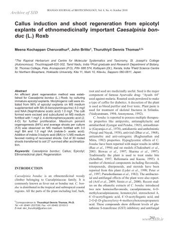 Callus induction and shoot regeneration from epicotyl explants of ...