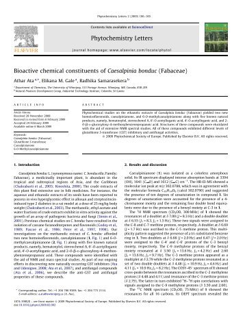 Bioactive chemical constituents of Caesalpinia bonduc (Fabaceae ...