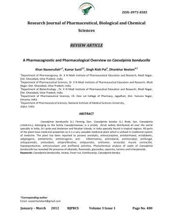 A Pharmacognostic and Pharmacological Overview on Caesalpinia