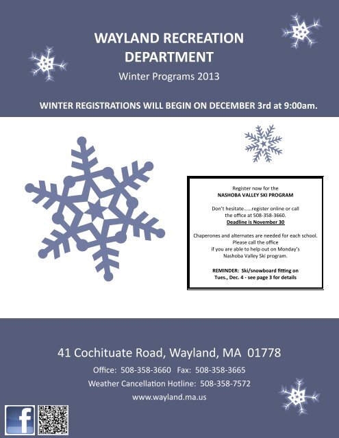 WAYLAND RECREATION DEPARTMENT - Town of Wayland