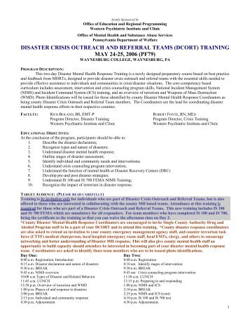 disaster crisis outreach and referral teams (dcort) - University of ...