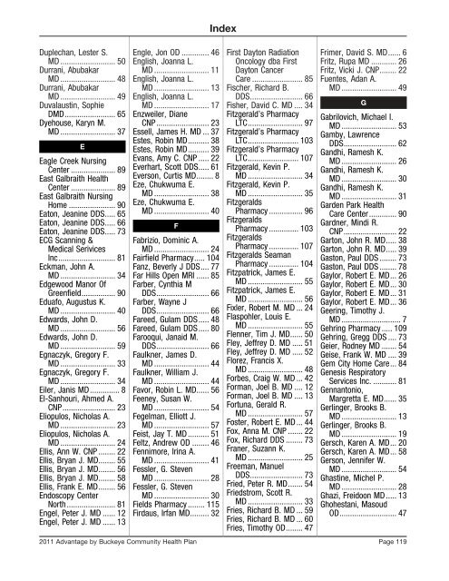 SW Region Provider Directory - Medicare Advantage - Buckeye ...