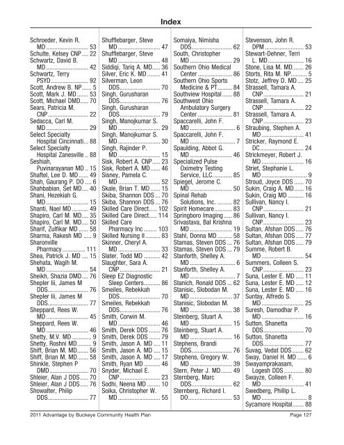 SW Region Provider Directory - Medicare Advantage - Buckeye ...