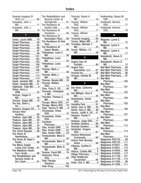 SW Region Provider Directory - Medicare Advantage - Buckeye ...