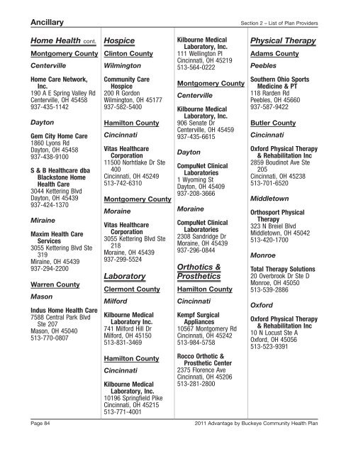 SW Region Provider Directory - Medicare Advantage - Buckeye ...