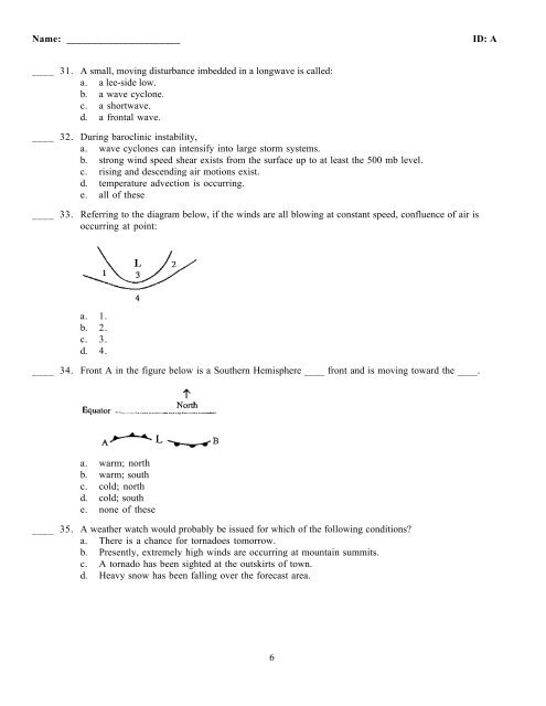 Meteorology Practice Exam 3: Chapters 11-14