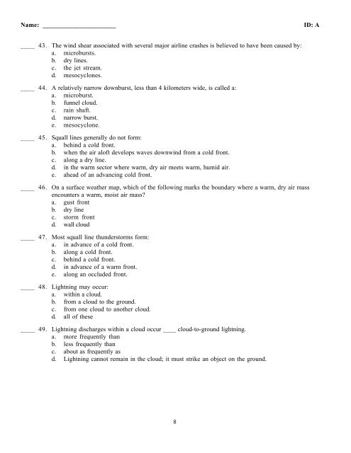 Meteorology Practice Exam 3: Chapters 11-14