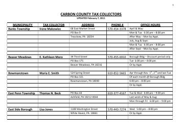 CARBON COUNTY TAX COLLECTORS