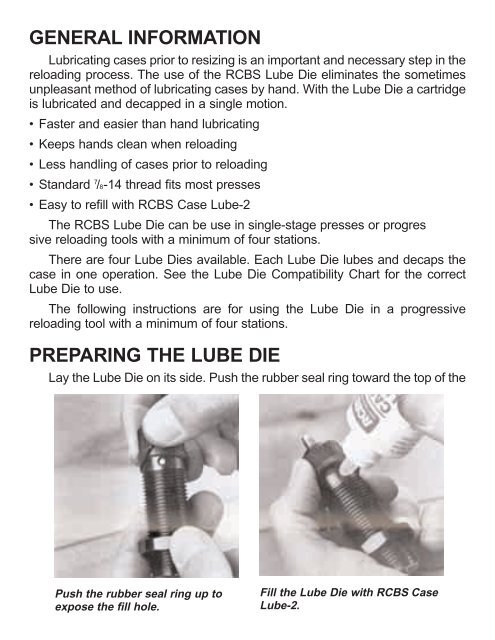 Lube Die Instructions - RCBS