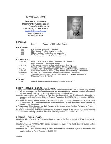 CURRICULUM VITAE Georges L. Weatherly Department of ...