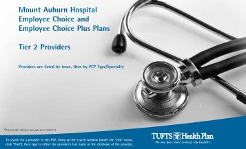 Tier 2 PCP and Specialists - Tufts Health Plan