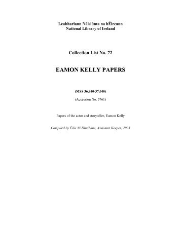 Eamon Kelly Papers - National Library of Ireland