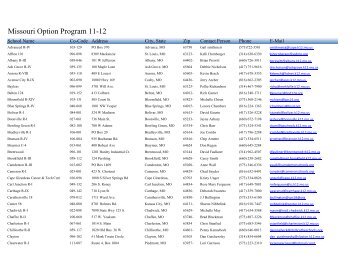 2012 MO Options Approved Programs