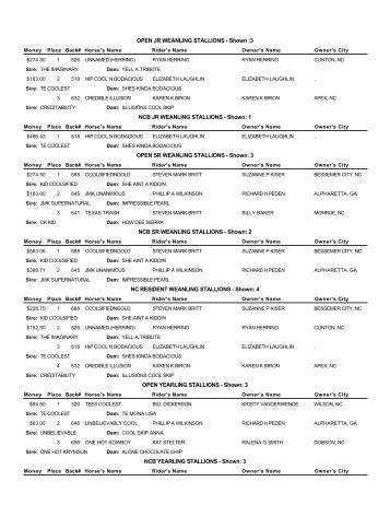 1 OPEN SR WEANLING STALLIONS - Shown